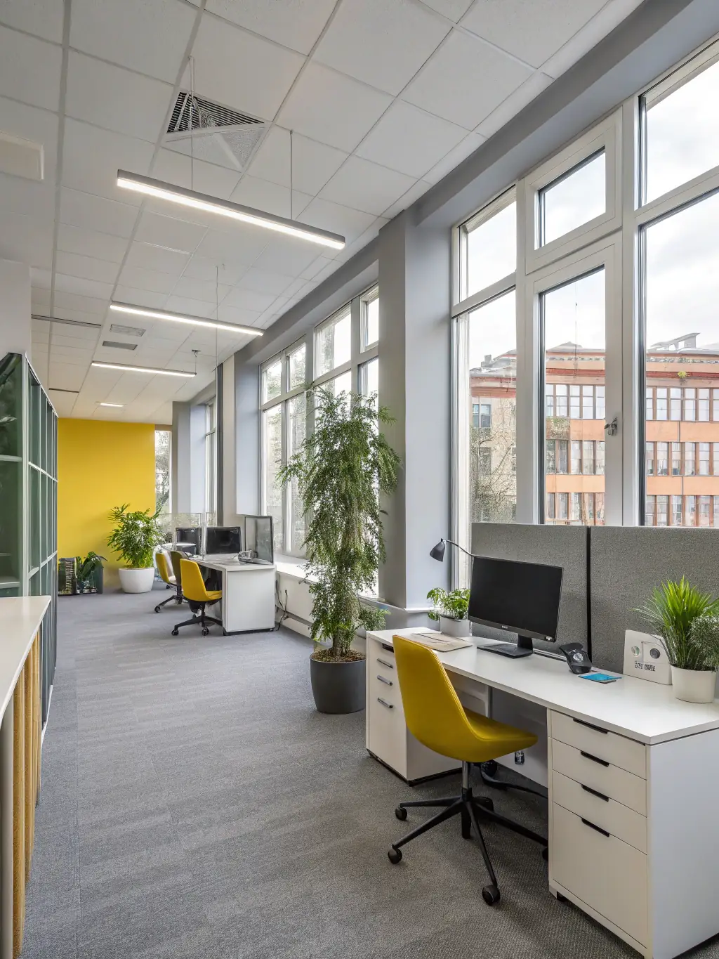 A freshly painted commercial office space with clean lines and modern colors, reflecting DBR Painting LLC's commercial painting capabilities.